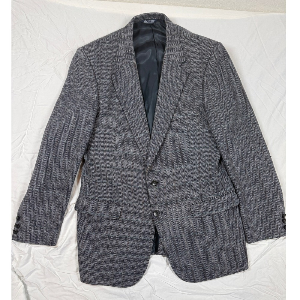 Burberrys Mens Vintage Gray Herringbone Wool Blazer Sport Coat 42 / 44